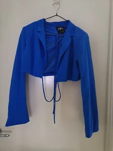 Zara royal blue women's cropped short blazer satin - Size S - Almost new - Picture 1 of 6