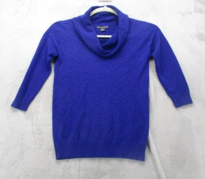 Covington 3/4 Sleeve Cowl Neck Sweater Women's Small Navy Blue Cotton Rayon - Picture 1 of 11