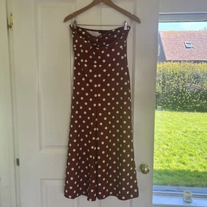 New Look Jumpsuit Brown White Polka Dot Size 10 - Picture 1 of 7