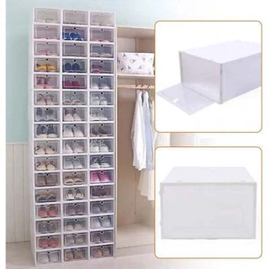 20-Pack Stackable Shoe Boxes - Clear Plastic Storage Organizer for Closet - Picture 1 of 9