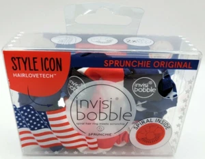 Invisibobble Style Icon - Scrunchie w/ Hair Ring Ins - RED-WHITE-BLUE,  2ct. - Picture 1 of 2