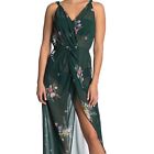 Ted Baker Green Floral Plunge Knot Twist Front Cover Up Beach Pool Dress Medium