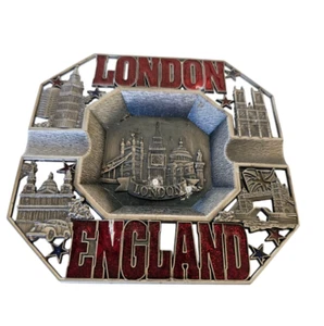 Cast Aluminum London England Ashtray w/ Cutouts - Picture 1 of 4