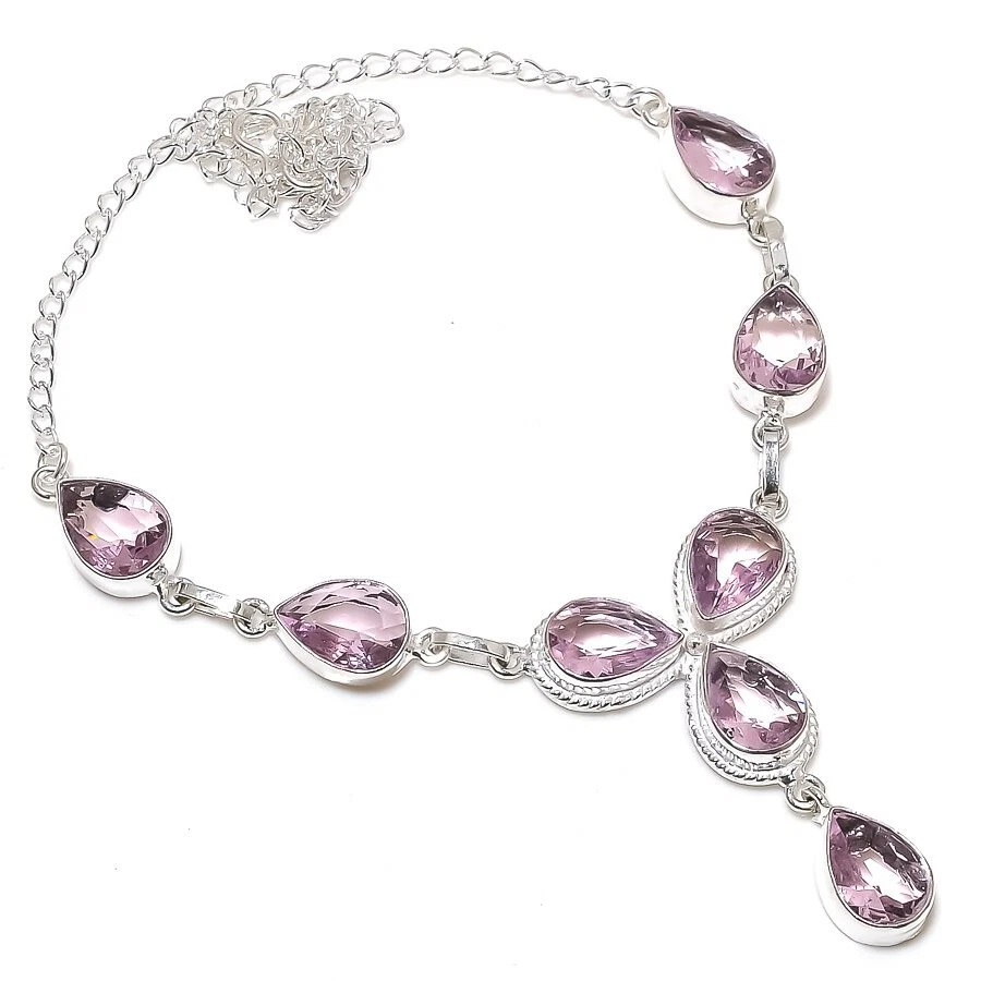 Pink Kunzite  Gemstone Handmade 925 Sterling Silver Jewelry Necklaces Sz 18" - Image 1 of 1