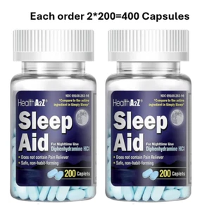 HealthA2Z Sleep Aid 400 Capsule | Difenidramina HCl 25mg, Semplicemente Dormire - Foto 1 di 5
