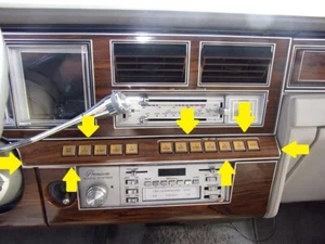 1985-1989 LINCOLN TOWN CAR DASH TRIM/BEZEL MESSAGE CENTER WOOD GRAIN COLOR METAL - Picture 1 of 11