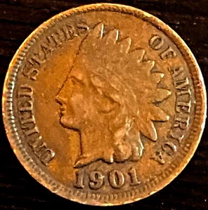1901 [P] Indian Cent ~ G/VG ~ Nice Toning - COMBINED SHIPPING - B-A-8 - Picture 1 of 5