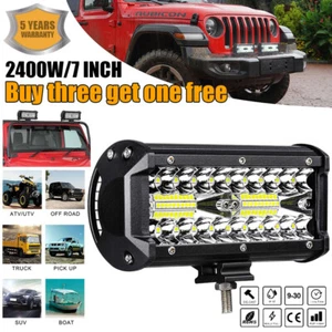 Barra de luz de trabajo LED 2400W de 7 pulgadas combo de punto de inundación lámpara antiniebla todoterreno para conducir camión - Imagen 1 de 11