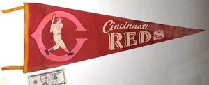 Vintage 1950's CINCINNATI REDS Baseball PENNANT ~ Full Size-29" Long - Picture 1 of 5