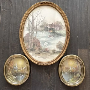 Vintage HOMCO , Inc 3 Pieces Oval Gold Plastic Picture Frame USA - Picture 1 of 18