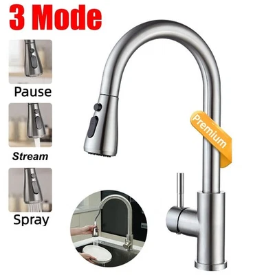 Küchenarmatur 360° Wasserhahn Küche ausziehbar Brause Edelstahl Einhandmischer - Bild 1 von 4