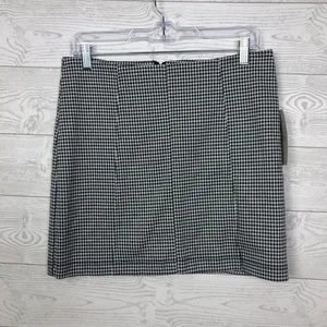 Neu mit Etikett Jolt Damen Fischgrätmuster Minirock Reißverschluss hinten schwarz weiß Größe Medium - Bild 1 von 4