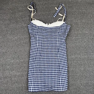Reformation Lovella Linen Mini Dress Womens 2 Gingham Check Cottagecore Picnic - Picture 1 of 8
