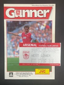 1987/88 ARSENAL V BOURNEMOUTH 27-10-1987 LITTLEWOODS LEAGUE CUP & MATCH TICKET - Imagen 1 de 1