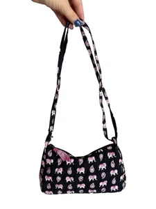 Süße Y2K Mini Vera Bradley Schultertasche gesteppt Elefantenmuster - Bild 1 von 6