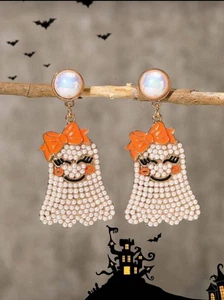 Perlen Geist Ohrringe Halloween Herbst - Bild 1 von 3