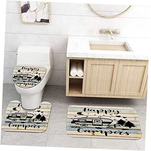 Camper Wohnmobil Badematten Set, Happy Camper Zubehör für Reiseanhänger, Multi7 - Bild 1 von 4