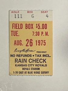 8/26/1975 Kansas City Royals v Orioles Night Game Ticket Stub MLB- 111-G4 - Picture 1 of 2