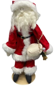 Vintage Weihnachten Weihnachtsmann Plüsch Puppe Dekor & Ständer Tasche Spielzeug rot 22" LESEN - Bild 1 von 8