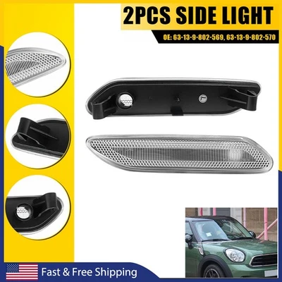 Carcasa de marcador lateral de luz de 2 piezas - transparente para lente Mini Cooper R60 Countryman 2011-16 Foto 1 de 4