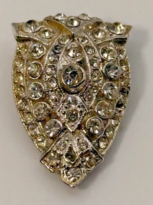 Vintage Rhinestone Art Deco Fur Clip Silver Tone 1930s Estate - Picture 1 of 5