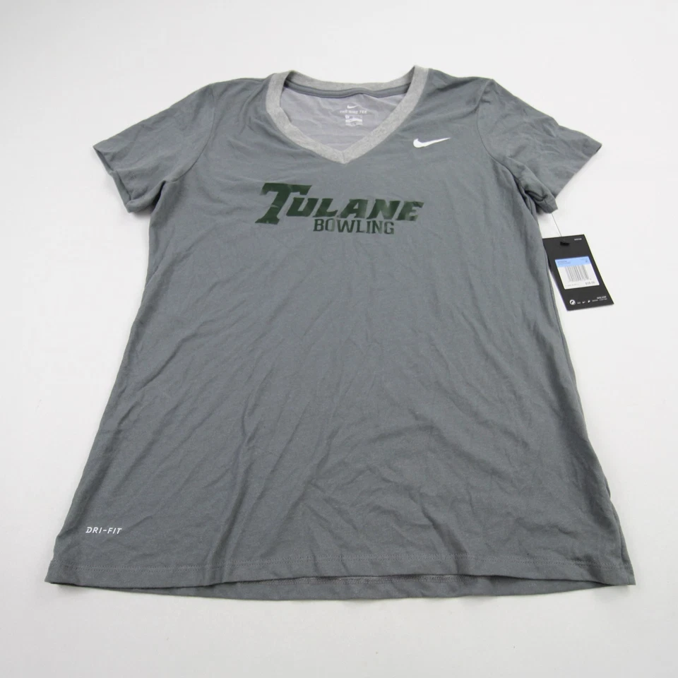 Camisa de manga corta para mujer Tulane Green Wave Nike gris nueva Foto 1 de 1