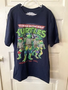 Teenage Mutant Ninja Turtles dunkelblaues T-Shirt für Kinder Größe L 10-12 - Bild 1 von 5