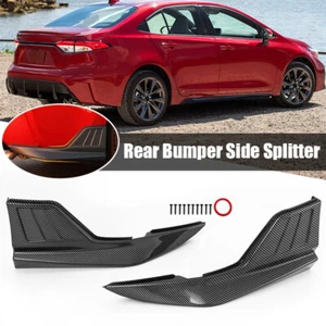 2pc Carbon Fiber Rear Bumper Splitter Lip Protector For Toyota Corolla 2020-2024 - Picture 1 of 12