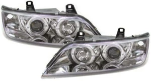 Coppia Set fari Fanali anteriori Tuning Z3 1996-2003 cromati ANGEL EYES H1 - Foto 1 di 1