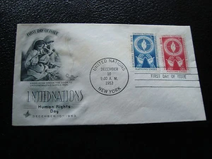 NATIONS-UNIES (new-york) - enveloppe 1er jour 10/12/1953 (cy56) united nations  - Picture 1 of 1