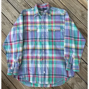Polo Ralph Lauren Langarm kariertes klassisches Oxford Hemd Herren Large | E1 - Bild 1 von 5