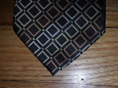Corbata Harve Benard Dk Oliva Carbón Bronceado Verde Geométrico Diamante Diseño t3137  Foto 1 de 4