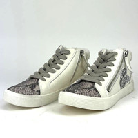 zonya sneakers in grey multi studded leather