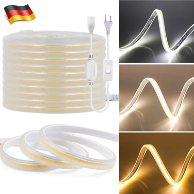 230V COB LED Streifen Leiste Band Stripe IP65 Lichterkette Lichtschlauch Dimmbar - Bild 1 von 4