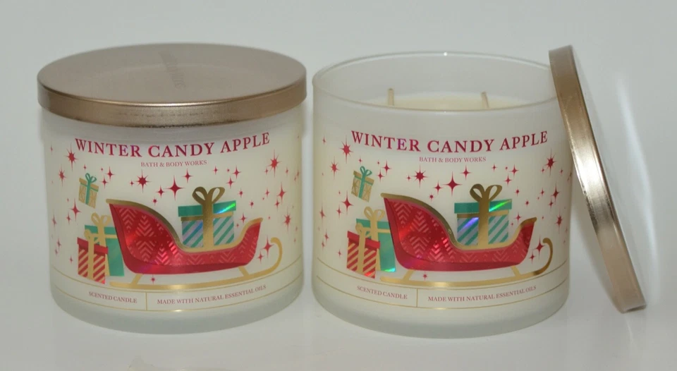 Bath & Body Works Winter Candy Apple Scented Candle - White