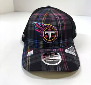 Tennessee Titans 2024 Crucial Catch Stretch-Snap Trucker Hat~Gray/Plaid - Picture 1 of 5