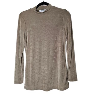Zahraa The Label L Slinky Top Brown Camile Mock Neck Modest Minimalist Office - Picture 1 of 5