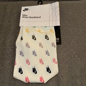Nike Headband Wide 2.0 Graphic Dri-Fit Women White & Multicolor - Picture 1 of 2