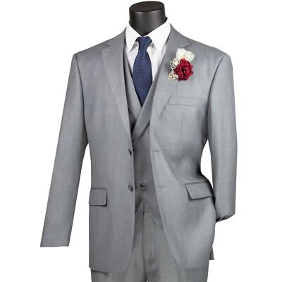 Traje VINCI Para Hombre Gris 3 Piezas Ajuste Moderno con Cintura Ajustable - NUEVO Foto 1 de 4