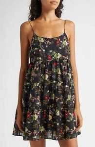 ALICE & OLIVIA (8)COLLEEN BLUSH KISS BLACK FLORAL COTTON MINI DRESS NWT MSRP$395 - Picture 1 of 13