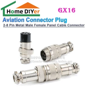 Aviation Connector Plug 2-8 Pin GX16 Metal Male Female Panel Cable Connector - Picture 1 of 29