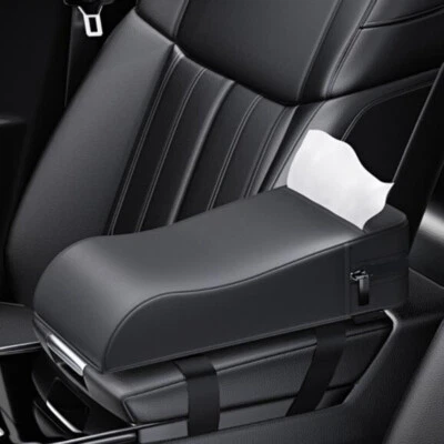 Car Armrest Pad Cover Auto Center Console Box Cushion PU Leather Universal Balck - Image 1 of 4