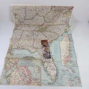 Vintage 1958 National Geographic Map Of South-Eastern United States - Paper - Picture 1 of 5