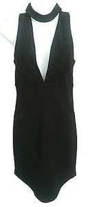 New Look Woman's Black Low Cut Front Dress With Choker Band - Size 10 uk - 38 eu - Picture 1 of 9