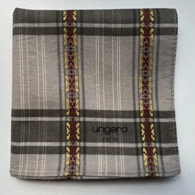 HANDKERCHIEF VINTAGE ART GRAY STRIPED LINE MEN'S POCKET SQUARE COTTON 18" A-0441 - Image 1 of 2