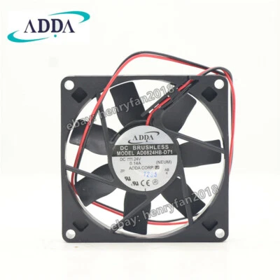 ADDA Fan AD0824HB-D71 Axial Fan 24VDC 0.14A 80*80*15MM 2-wire Slient Cooling Fan - Image 1 of 4