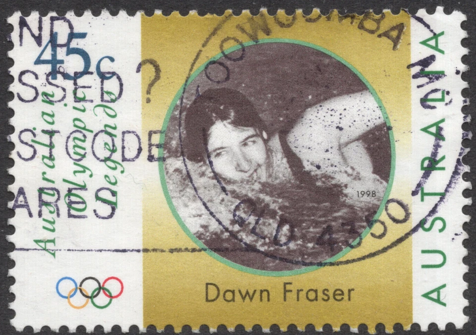 1998 Dawn Fraser OLYMPICS Swimming 45c used stamp - Image 1 of 1