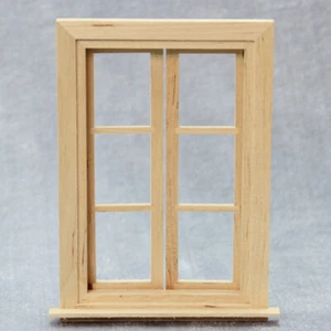 🪟1/12 Dollhouse Miniature 6 Panes Wooden Window Unfinished Housework Component - Picture 1 of 5