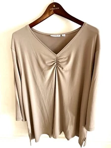 Susan Graver Womens Modern Essentials Liquid Knit Top Champagne 3/4 Sleeve 3X - Picture 1 of 5