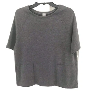 Go couture women's M oversized short sleeve gray boxy top blouse shirt - Picture 1 of 5